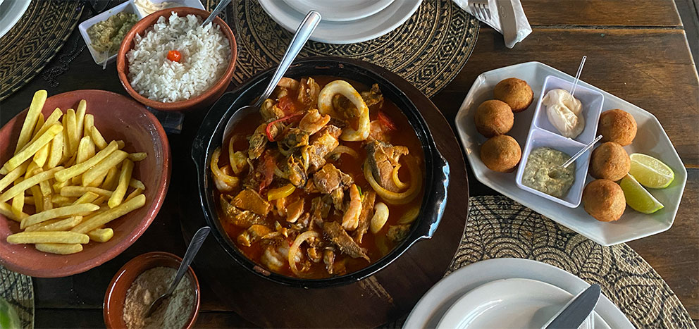 Moqueca — the Bahian fish-and-coconut stew that defines Northeastern cuisine.